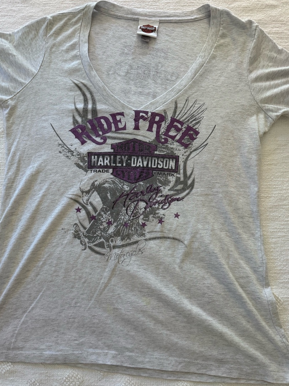 Harley Davidson Ride Free Renton,WA V NECK t shirt -SZ XL
K1